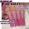 imageBABALAL Press on Nails Long Coffin Fake Nails Blue French Tip Glue on Nails 3d Texture Flower Design Coquette Acrylic Nails 24Pcs Ballerina Handmade Stick on False NailsANK203