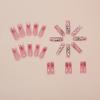 imageBABALAL Press on Nails Long Coffin Fake Nails Blue French Tip Glue on Nails 3d Texture Flower Design Coquette Acrylic Nails 24Pcs Ballerina Handmade Stick on False NailsANK212