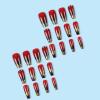 imageBABALAL Press on Nails Long Coffin Fake Nails Dark Red Black Glue on Nails Gold Glitter Bling Acrylic Nails 24Pcs Burgundy False Nails Ballerina Glossy Manicure Stick on Nails