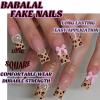 imageBABALAL Press on Nails Long Square Fake Nails Green French Tip Glue on Nails with Cross Charm Gothic Acrylic Nails Gold Chrome Luxury False Nails 24Pcs Squoval Nails Artificial Nails for Women GirlsFNY04cheetah