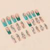 imageBABALAL Press on Nails Long Square Fake Nails Green French Tip Glue on Nails with Cross Charm Gothic Acrylic Nails Gold Chrome Luxury False Nails 24Pcs Squoval Nails Artificial Nails for Women GirlsFNY12glitter