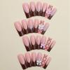 imageBABALAL Press on Nails Long Square Fake Nails Green French Tip Glue on Nails with Cross Charm Gothic Acrylic Nails Gold Chrome Luxury False Nails 24Pcs Squoval Nails Artificial Nails for Women GirlsFNY01brown