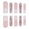 imageBABALAL Press on Nails Long Square Fake Nails Green French Tip Glue on Nails with Cross Charm Gothic Acrylic Nails Gold Chrome Luxury False Nails 24Pcs Squoval Nails Artificial Nails for Women GirlsFNY17white