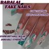 imageBABALAL Press on Nails Long Square Fake Nails Green French Tip Glue on Nails with Cross Charm Gothic Acrylic Nails Gold Chrome Luxury False Nails 24Pcs Squoval Nails Artificial Nails for Women GirlsFNY12glitter