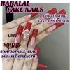 imageBABALAL Press on Nails Long Square Fake Nails Green French Tip Glue on Nails with Cross Charm Gothic Acrylic Nails Gold Chrome Luxury False Nails 24Pcs Squoval Nails Artificial Nails for Women GirlsFNY04red
