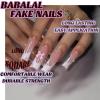 imageBABALAL Press on Nails Long Square Fake Nails Green French Tip Glue on Nails with Cross Charm Gothic Acrylic Nails Gold Chrome Luxury False Nails 24Pcs Squoval Nails Artificial Nails for Women GirlsFNY18french