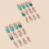 imageBABALAL Press on Nails Long Square Fake Nails Green French Tip Glue on Nails with Cross Charm Gothic Acrylic Nails Gold Chrome Luxury False Nails 24Pcs Squoval Nails Artificial Nails for Women GirlsFNY12glitter