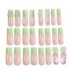 imageBABALAL Press on Nails Long Square Fake Nails Green French Tip Glue on Nails with Cross Charm Gothic Acrylic Nails Gold Chrome Luxury False Nails 24Pcs Squoval Nails Artificial Nails for Women GirlsFNY03green