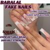 imageBABALAL Press on Nails Long Square Fake Nails Green French Tip Glue on Nails with Cross Charm Gothic Acrylic Nails Gold Chrome Luxury False Nails 24Pcs Squoval Nails Artificial Nails for Women GirlsFNY19flower