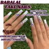 imageBABALAL Press on Nails Long Square Fake Nails Green French Tip Glue on Nails with Cross Charm Gothic Acrylic Nails Gold Chrome Luxury False Nails 24Pcs Squoval Nails Artificial Nails for Women GirlsFNY17white