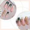 imageBABALAL Press on Nails Long Square Fake Nails Green French Tip Glue on Nails with Cross Charm Gothic Acrylic Nails Gold Chrome Luxury False Nails 24Pcs Squoval Nails Artificial Nails for Women GirlsFNY21green