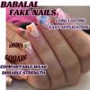 imageBABALAL Press on Nails Medium Square Fake Nails Yellow French Tip Glue on Nails Flower Coquette Acrylic Nails Summer False Nails Art Design 24Pcs Squoval Manicure Stick on Nails for Women GirlsBNI18