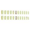 imageBABALAL Press on Nails Medium Square Fake Nails Yellow French Tip Glue on Nails Flower Coquette Acrylic Nails Summer False Nails Art Design 24Pcs Squoval Manicure Stick on Nails for Women GirlsBNI01