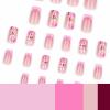 imageBABALAL Press on Nails Medium Square Fake Nails Yellow French Tip Glue on Nails Flower Coquette Acrylic Nails Summer False Nails Art Design 24Pcs Squoval Manicure Stick on Nails for Women GirlsBNI14