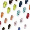 imageBABALAL Purple Press on Nails Medium Almond Fake Nails Ombre Nails Glue on Acrylic Nails French Tip Stick on Nails Supplies Y2k Star Nails 24Pcs Stiletto Full Cover False Nails for Women GirlsBNJ24