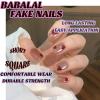 imageBABALAL Purple Press on Nails Short Square Fake Nails Cat Eye Glue on Nails Golden Glitter Shiny Acrylic Nails 24Pcs Squoval Manicure Artificial DIY False Nails for Women and GirlsFNU101heart