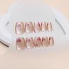 imageBABALAL Purple Press on Nails Short Square Fake Nails Cat Eye Glue on Nails Golden Glitter Shiny Acrylic Nails 24Pcs Squoval Manicure Artificial DIY False Nails for Women and GirlsFNU101heart