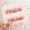 imageBABALAL Purple Press on Nails Short Square Fake Nails Cat Eye Glue on Nails Golden Glitter Shiny Acrylic Nails 24Pcs Squoval Manicure Artificial DIY False Nails for Women and GirlsFNU111flower