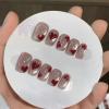 imageBABALAL Purple Press on Nails Short Square Fake Nails Cat Eye Glue on Nails Golden Glitter Shiny Acrylic Nails 24Pcs Squoval Manicure Artificial DIY False Nails for Women and GirlsFNU101heart