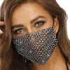 imageBABALAL Rhinestone Mesh Mask for Women Shiny Crystal Masquerade Face Mask Washable Party Nightclub Mouth Covering