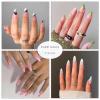 imageBABALAL Round Press on Nails Medium Fake Nails with Nail Glue Glue on Nails 24pcs Oval Acrylic Nails with Swirl French Nails for Women and GirlsNAILA14