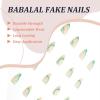 imageBABALAL Round Press on Nails Medium Fake Nails with Nail Glue Glue on Nails 24pcs Oval Acrylic Nails with Swirl French Nails for Women and GirlsNAILA16