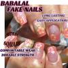 imageBABALAL Round Press on Nails Short Fake Nails Cow Print French Tip Glue on Nails 24Pcs Oval Acrylic Nails for Women and GirlsFNG102bling