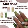 imageBABALAL Round Press on Nails Short Fake Nails Cow Print French Tip Glue on Nails 24Pcs Oval Acrylic Nails for Women and GirlsFNG104butterfly