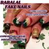 imageBABALAL Round Press on Nails Short Fake Nails Cow Print French Tip Glue on Nails 24Pcs Oval Acrylic Nails for Women and GirlsFNG105green