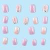 imageBABALAL Round Press on Nails Short Fake Nails Cow Print French Tip Glue on Nails 24Pcs Oval Acrylic Nails for Women and GirlsFNG105rabbit