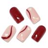 imageBABALAL Round Press on Nails Short Fake Nails Cow Print French Tip Glue on Nails 24Pcs Oval Acrylic Nails for Women and GirlsFNG105red