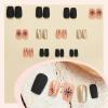 imageBABALAL Round Press on Nails Short Fake Nails Cow Print French Tip Glue on Nails 24Pcs Oval Acrylic Nails for Women and GirlsFNG105snowflake