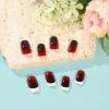 imageBABALAL Round Press on Nails Short Fake Nails Cow Print French Tip Glue on Nails 24Pcs Oval Acrylic Nails for Women and GirlsFNG106blackred