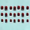 imageBABALAL Round Press on Nails Short Fake Nails Cow Print French Tip Glue on Nails 24Pcs Oval Acrylic Nails for Women and GirlsFNG106blackred