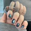 imageBABALAL Round Press on Nails Short Fake Nails Cow Print French Tip Glue on Nails 24Pcs Oval Acrylic Nails for Women and GirlsFNG106green