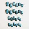 imageBABALAL Round Press on Nails Short Fake Nails Cow Print French Tip Glue on Nails 24Pcs Oval Acrylic Nails for Women and GirlsFNG106green