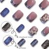 imageBABALAL Round Press on Nails Short Fake Nails Cow Print French Tip Glue on Nails 24Pcs Oval Acrylic Nails for Women and GirlsFNG106star