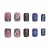 imageBABALAL Round Press on Nails Short Fake Nails Cow Print French Tip Glue on Nails 24Pcs Oval Acrylic Nails for Women and GirlsFNG106star