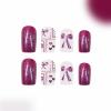 imageBABALAL Round Press on Nails Short Fake Nails Cow Print French Tip Glue on Nails 24Pcs Oval Acrylic Nails for Women and GirlsFNG107bow