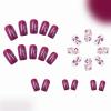 imageBABALAL Round Press on Nails Short Fake Nails Cow Print French Tip Glue on Nails 24Pcs Oval Acrylic Nails for Women and GirlsFNG107bow