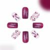 imageBABALAL Round Press on Nails Short Fake Nails Cow Print French Tip Glue on Nails 24Pcs Oval Acrylic Nails for Women and GirlsFNG107bow