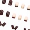 imageBABALAL Round Press on Nails Short Fake Nails Cow Print French Tip Glue on Nails 24Pcs Oval Acrylic Nails for Women and GirlsFNG107brown