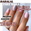 imageBABALAL Round Press on Nails Short Fake Nails Cow Print French Tip Glue on Nails 24Pcs Oval Acrylic Nails for Women and GirlsFNG107sliver