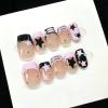 imageBABALAL Round Press on Nails Short Fake Nails Cow Print French Tip Glue on Nails 24Pcs Oval Acrylic Nails for Women and GirlsFNG109star