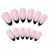imageBABALAL Round Press on Nails Short Fake Nails Cow Print French Tip Glue on Nails 24Pcs Oval Acrylic Nails for Women and GirlsFNG110black