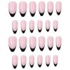 imageBABALAL Round Press on Nails Short Fake Nails Cow Print French Tip Glue on Nails 24Pcs Oval Acrylic Nails for Women and GirlsFNG110black