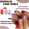 imageBABALAL Round Press on Nails Short Fake Nails Cow Print French Tip Glue on Nails 24Pcs Oval Acrylic Nails for Women and GirlsFNG115square