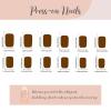 imageBABALAL Round Press on Nails Short Fake Nails Cow Print French Tip Glue on Nails 24Pcs Oval Acrylic Nails for Women and GirlsFNG119red