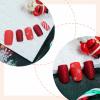imageBABALAL Round Press on Nails Short Fake Nails Cow Print French Tip Glue on Nails 24Pcs Oval Acrylic Nails for Women and GirlsFNG119red