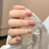 imageBABALAL Square Fake Nails Pink Press on Nails Short Full Cover Nails Cute Glue on Artificial Nails for Women and Girls